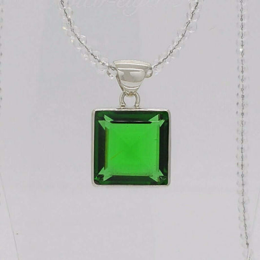 Silberanhänger Obsidian smaragdgrün Quadrat 2 x 2 cm - Perla d'Oro