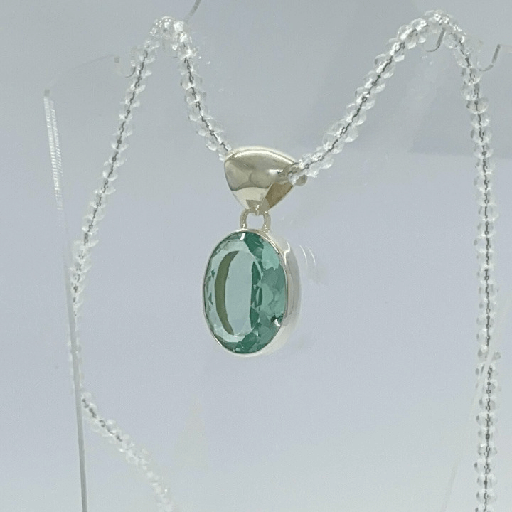 Silberanhänger Obsidian meerblau Oval 2 x 1,5 cm - Perla d'Oro