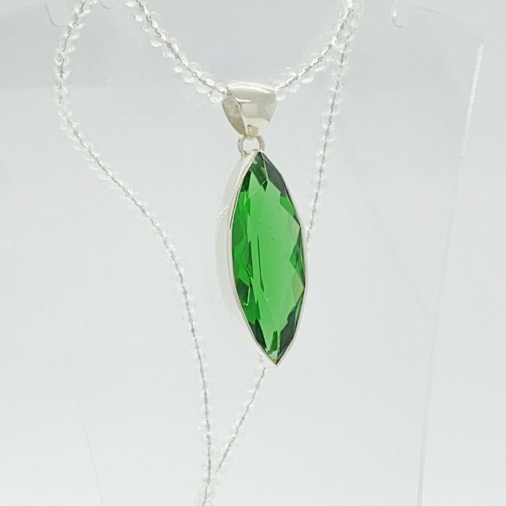 Silberanhänger Obsidian smaragdgrün 1,5 x 4 cm - Perla d'Oro