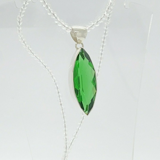 Silberanhänger Obsidian smaragdgrün 1,5 x 4 cm - Perla d'Oro