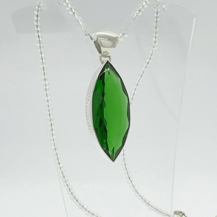 Silberanhänger Obsidian smaragdgrün 2 x 5 cm - Perla d'Oro