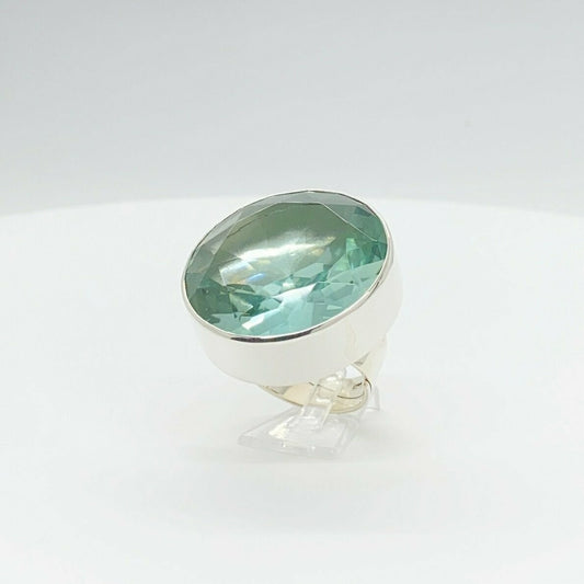 Silberring Obsidian meerblau Rund 3 cm von Tipico-eigenArt – handgefertigt mit intensivem, meerblauem Obsidian.