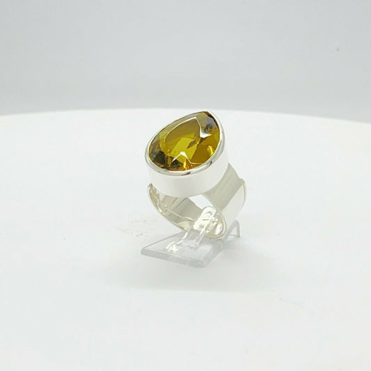 Silberring Obsidian honigbraun Drop 1,5 x 2 cm von Tipico-eigenArt, handgefertigt mit warmem Farbspiel.