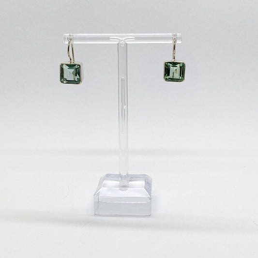 Ohrhänger aus 925 Sterling Silber mit quadratischen meerblauen Obsidian-Steinen 1 × 1 cm