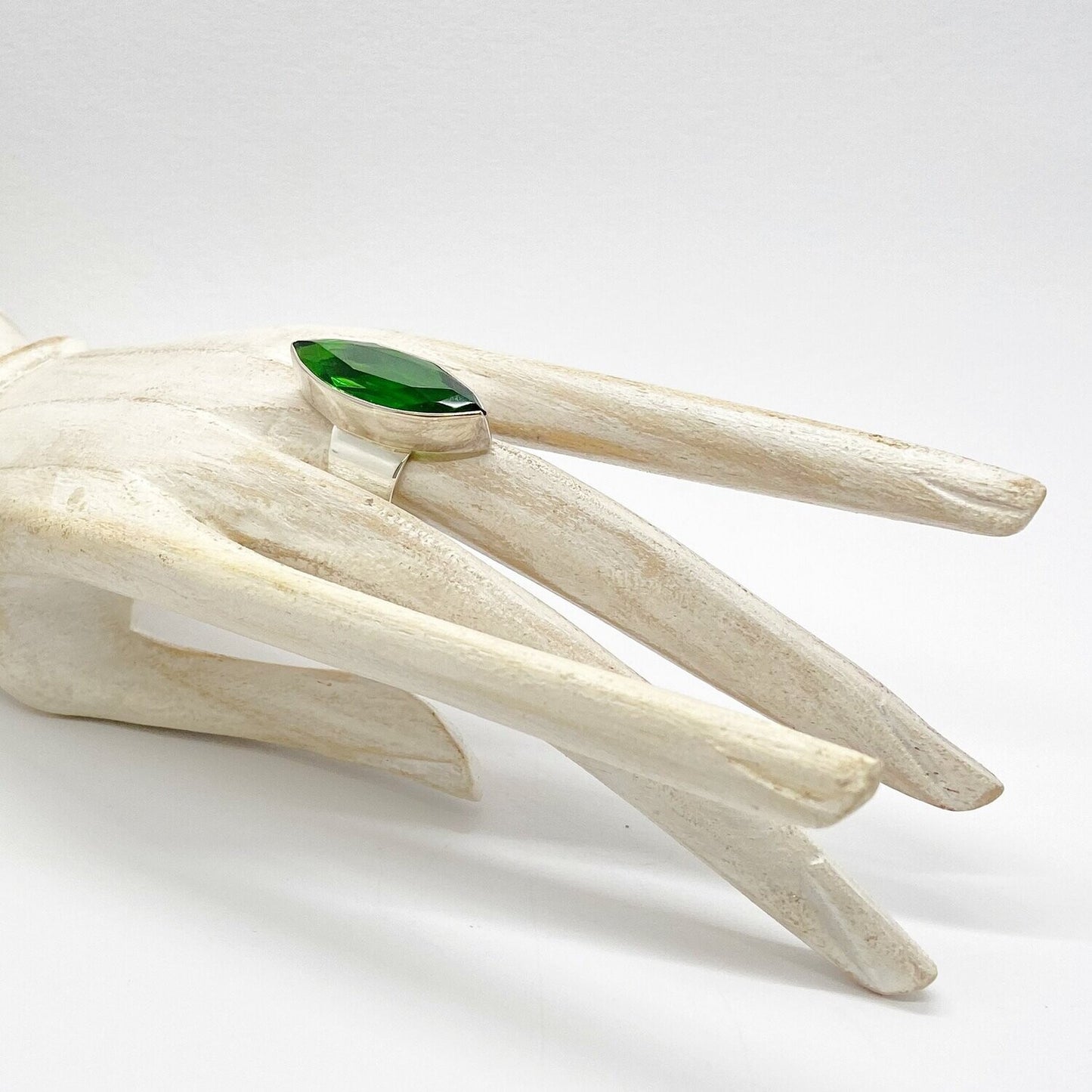 Silberring Obsidian smaragdgrün 1 x 3 cm - Perla d'Oro