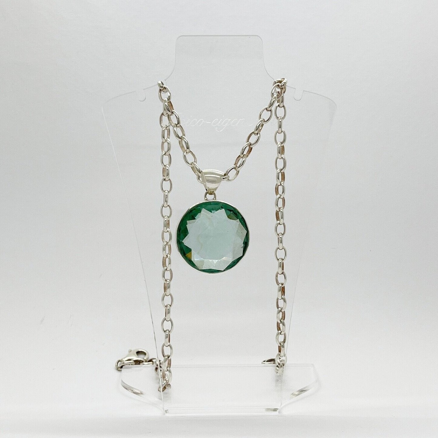 Silberanhänger Obsidian meerblau Rund 3 cm - Perla d'Oro