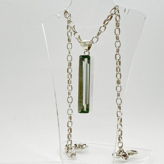 Silberanhänger Obsidian meerblau, rechteckig 1 × 5 cm, mit 925er Sterlingsilber-Kette