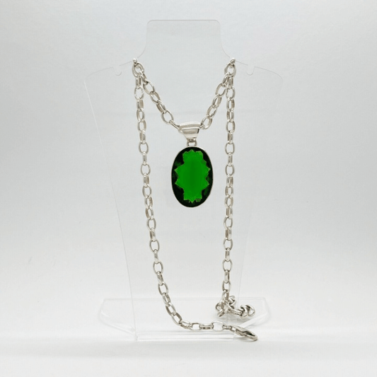 Silberanhänger Obsidian smaragdgrün Oval 2 x 3 cm - Perla d'Oro