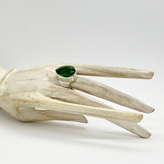 Silberring Obsidian smaragdgrün 2 x 1,5 cm - Perla d'Oro