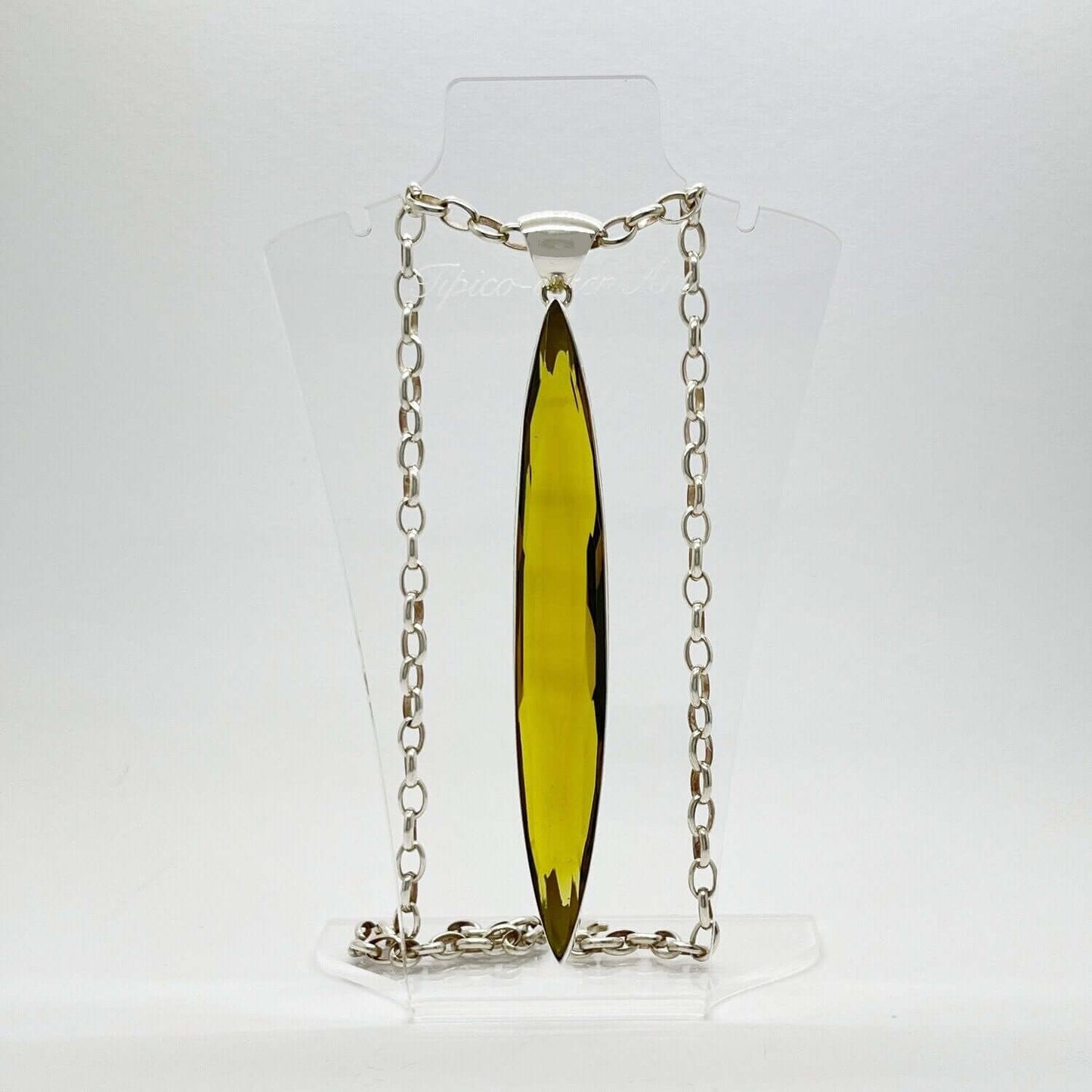 Silberanhänger Obsidian goldbraun, langes Pendant 1,5 × 11 cm, handgefertigt aus 925 Silber