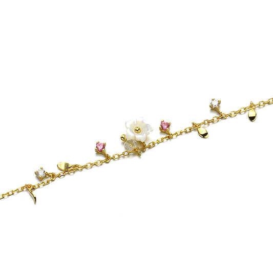 Armband mit Edelsteine und Blume Design aus 925 Silber - Perla d'Oro