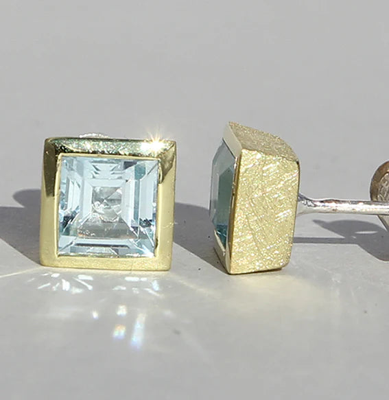 Vergoldeter Silberohrstecker Carree Topas - Perla d'Oro