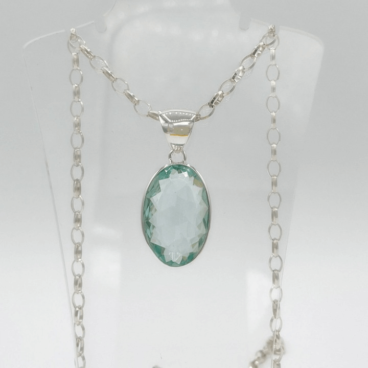 Silberanhänger Obsidian meerblau Oval 2 x 3 cm - Perla d'Oro