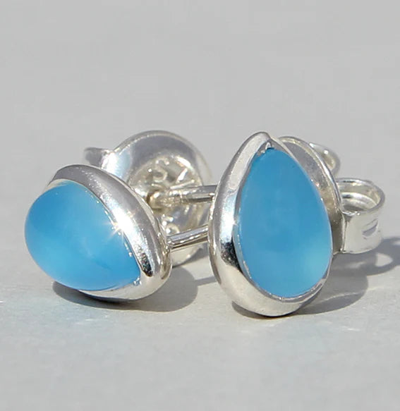 Silberohrstecker mit Chalcedon Fine Drops - Perla d'Oro