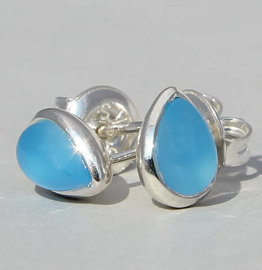 Silberohrstecker mit Chalcedon Fine Drops - Perla d'Oro