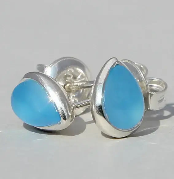 Silberohrstecker mit Chalcedon Fine Drops - Perla d'Oro