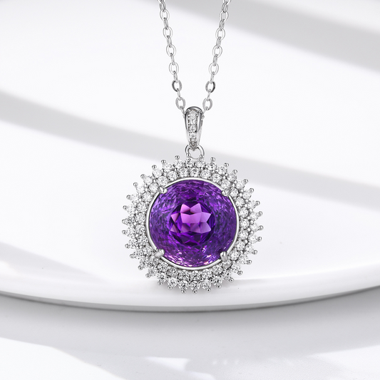 Amethyst-Halskette mit Zirkonia aus Sterlingsilber - Perla d'Oro