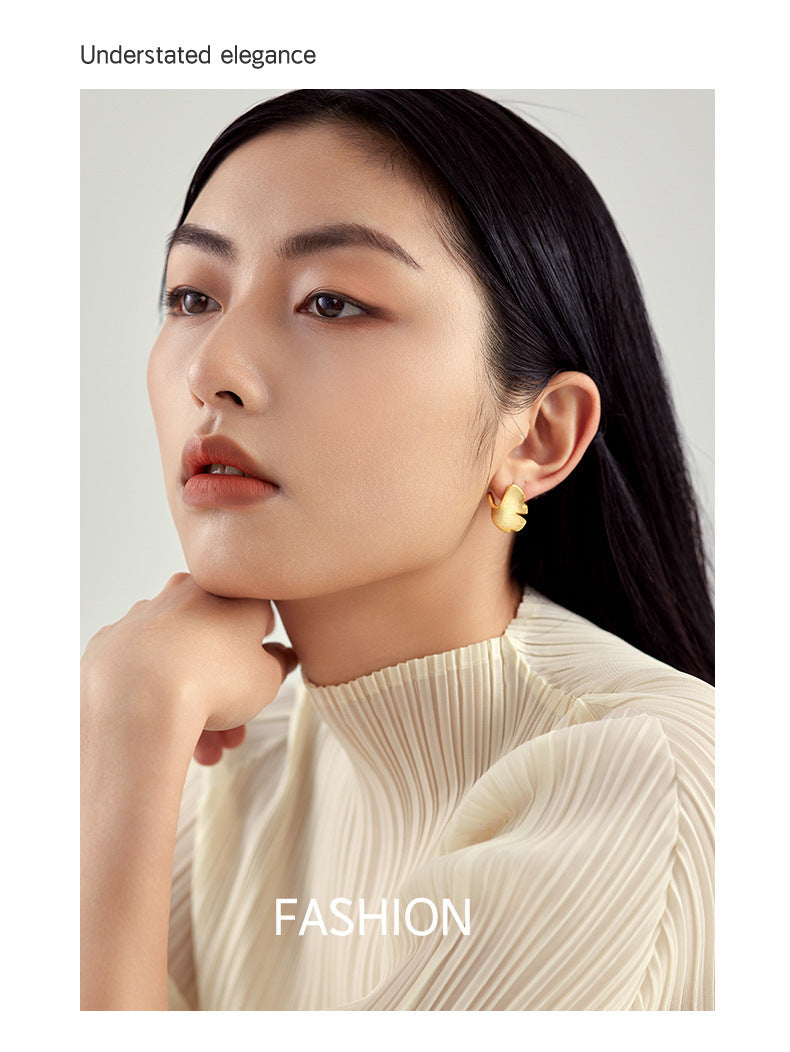 Blatt Ohrstecker 925 Silber vergoldet 14K - Perla d'Oro