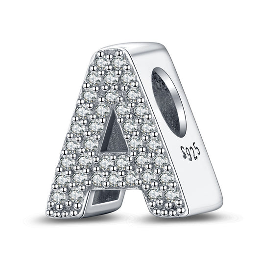 Buchstaben Charms aus 925er Silber mit Zirkonia - Perla d'Oro