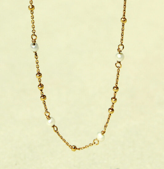 Silbercollier vergoldet mit Süßwasserzuchtperlen - Perla d'Oro