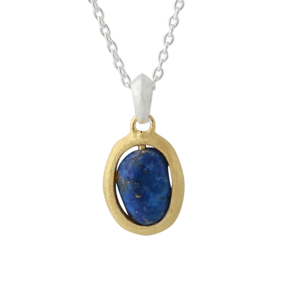 Silbercollier mit Lapis, 18ct vergoldet - Perla d'Oro