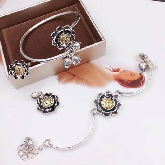 Damen-Armband Lotus Flower Sterling Silber - Perla d'Oro