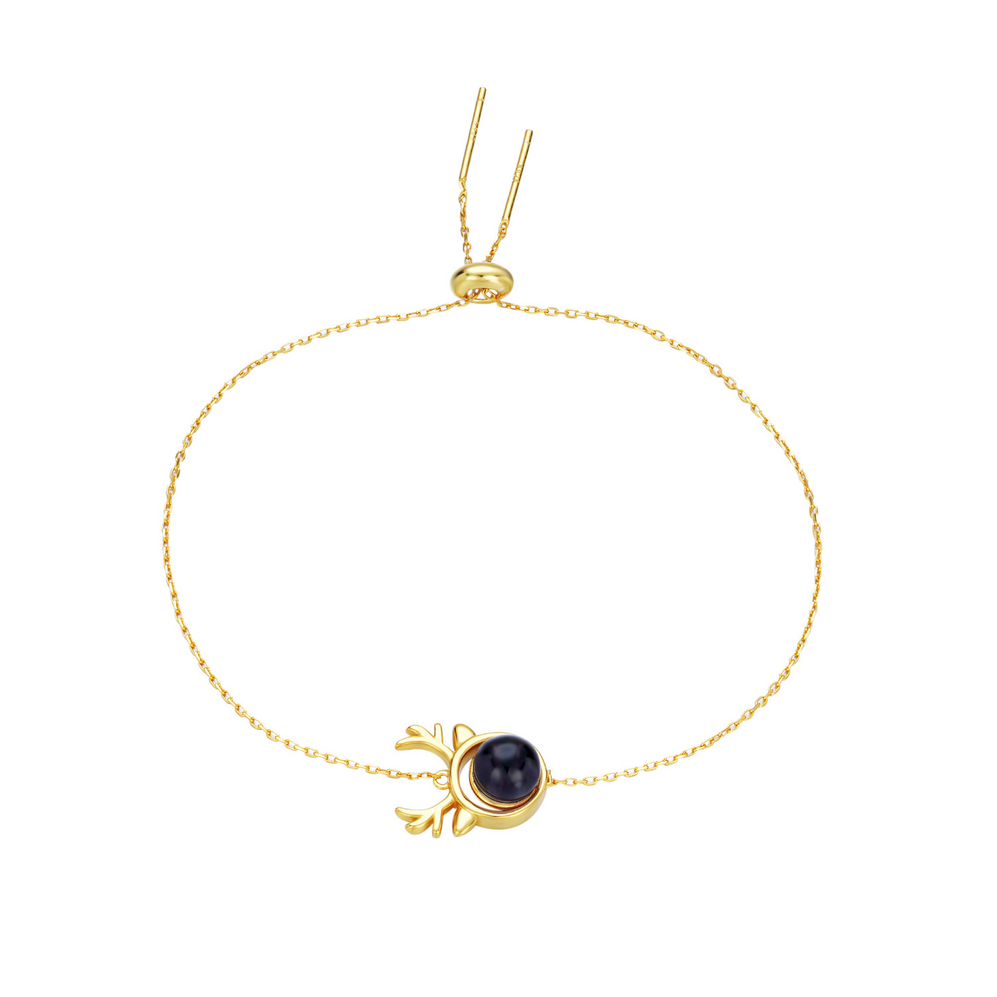 Geweih-Armband, 18k vergoldetes Sterlingsilber mit natürlichem Amethyst - Perla d'Oro