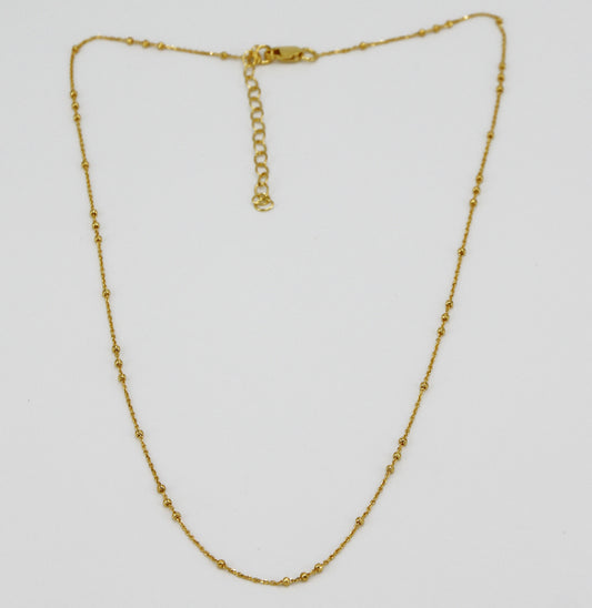 Vergoldete Ankerkette aus 925er Silber mit zarten Kugeln - Perla d'Oro