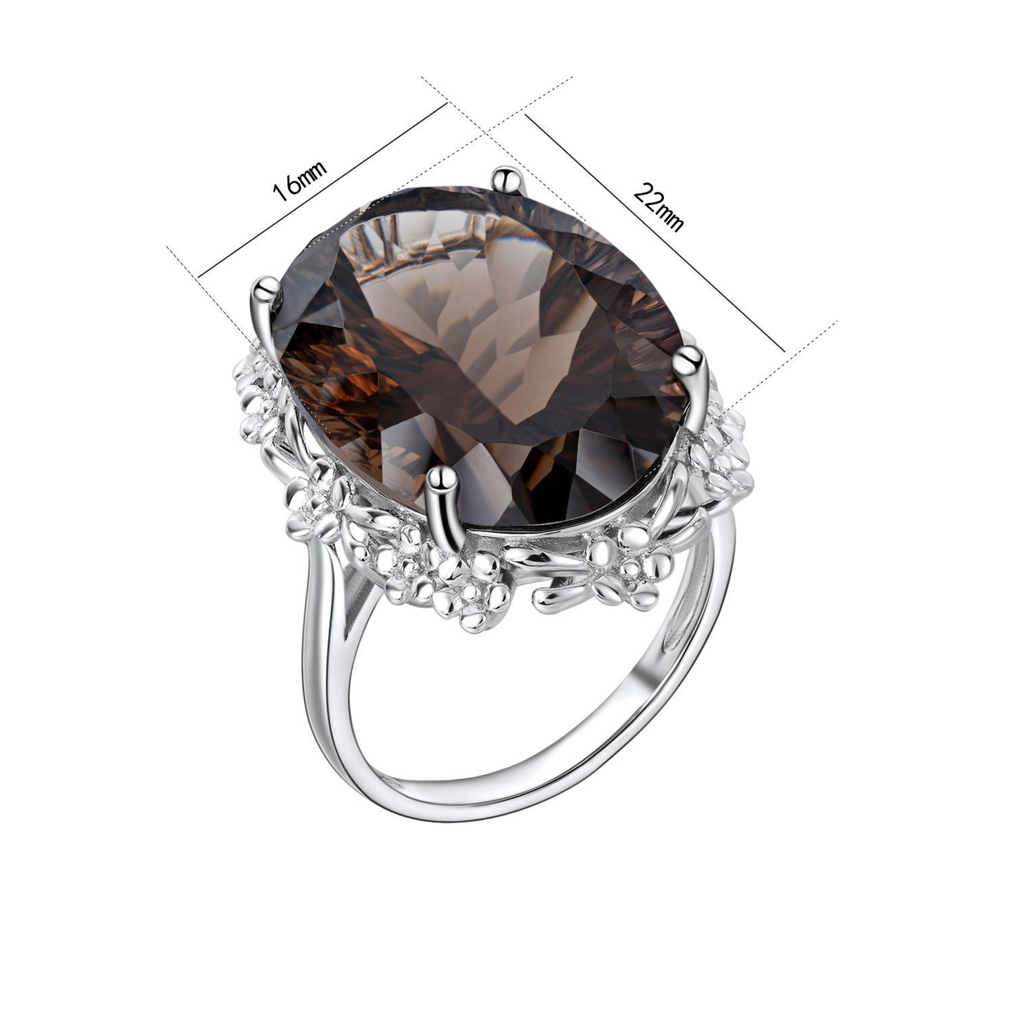 Rauchquarz Ring aus 925 Sterlingsilber - Perla d'Oro