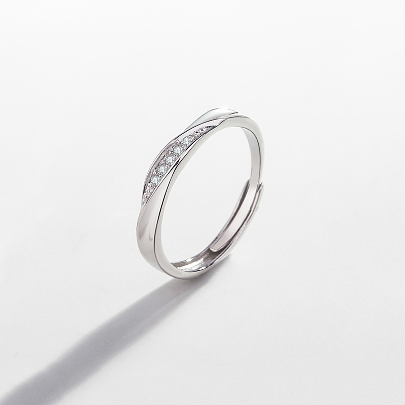 Liebespaarring aus S925 Sterlingsilber mit verstellbarer Öffnung - Perla d'Oro