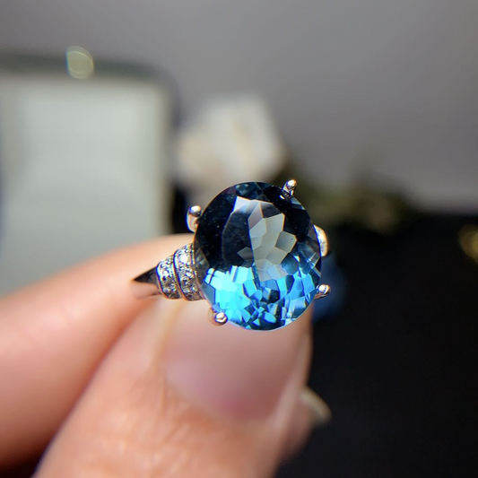 London Blue Topas Ring in edlem Silber - Perla d'Oro