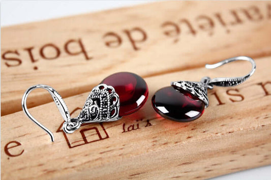 Granat Tropfen Ohrringe für Frauen aus 925 Silber - Perla d'Oro