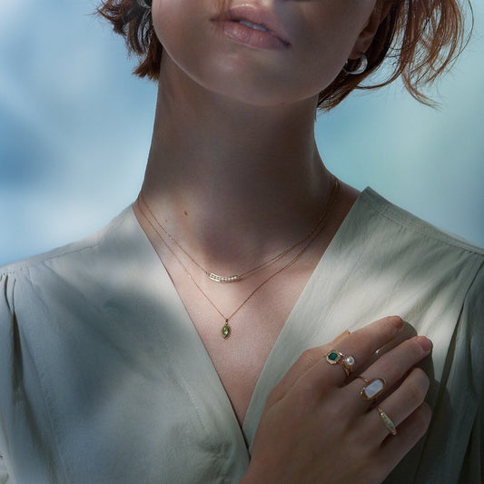 Peridot Vintage Halskette aus 925 Sterling Silber - Perla d'Oro