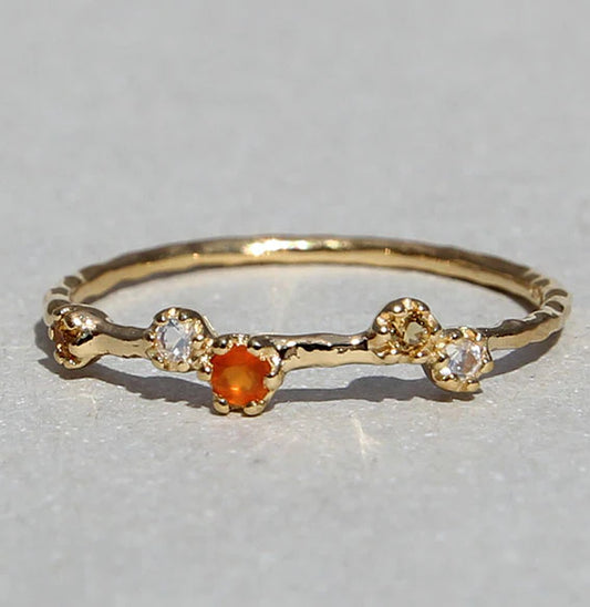 Silberring vergoldet mit Mondstein, Citrin und Karneol - Perla d'Oro