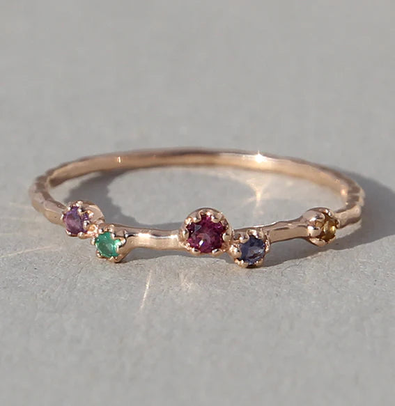 Silberring Rosé vergoldet mit Edelsteinen - Perla d'Oro