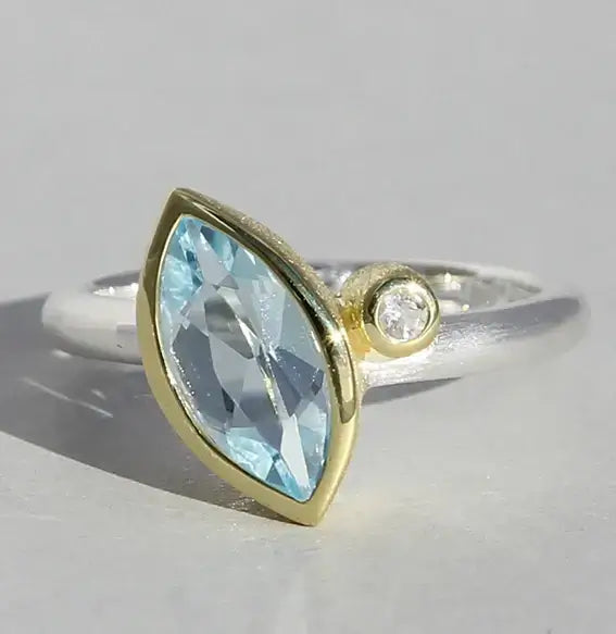 Silberring vergoldet mit Topas und Bergkristall - Perla d'Oro