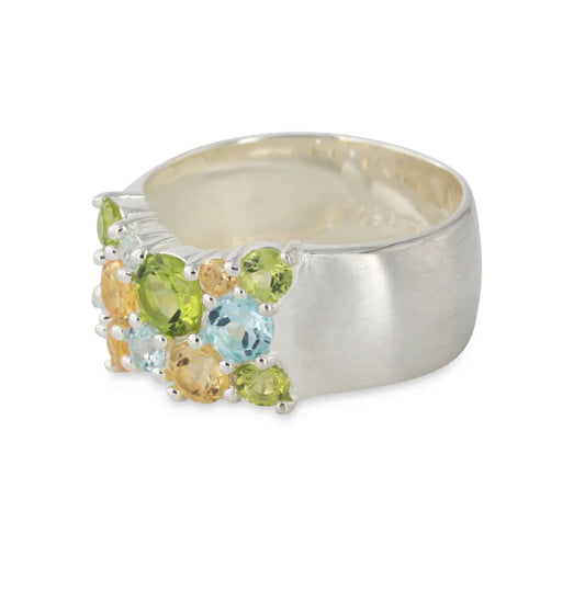 Silberring mit Peridot, Topas und Citrin - Perla d'Oro