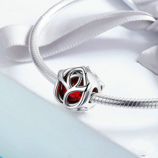 Red Rose Charm in S925 Sterlingsilber - Perla d'Oro