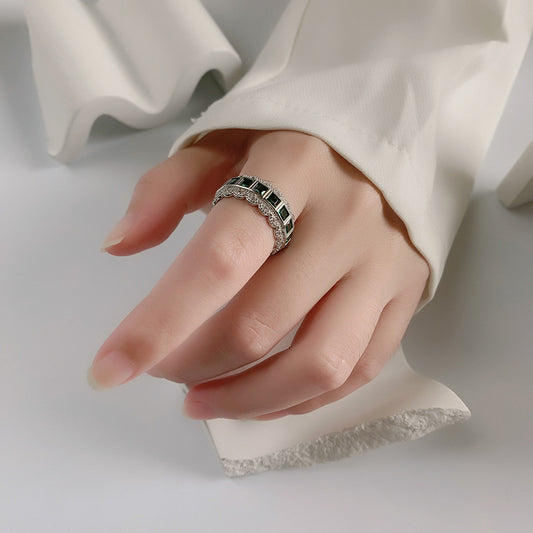 Ring mit grünen Zirkonia aus 925er Sterlingsilber - Perla d'Oro