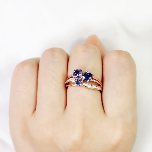 Roségoldring aus 925er Silber mit Edelsteine - Perla d'Oro