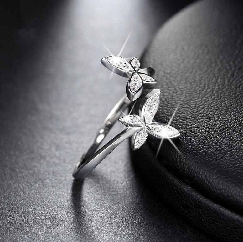 Schmetterling Ring mit Zirkonia in Sterlingsilber - Perla d'Oro