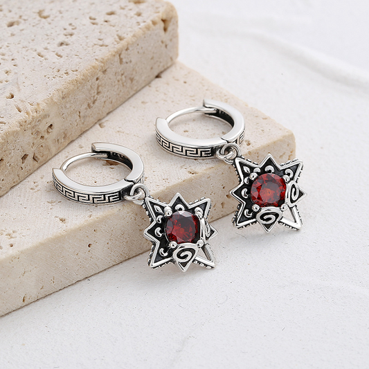 Sechs Star 925 Silber Ohrringe - Perla d'Oro