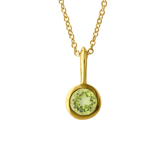 Silberanhänger 925 mit Peridot, 18k vergoldet, grüner Stein in goldener Fassung an Kette