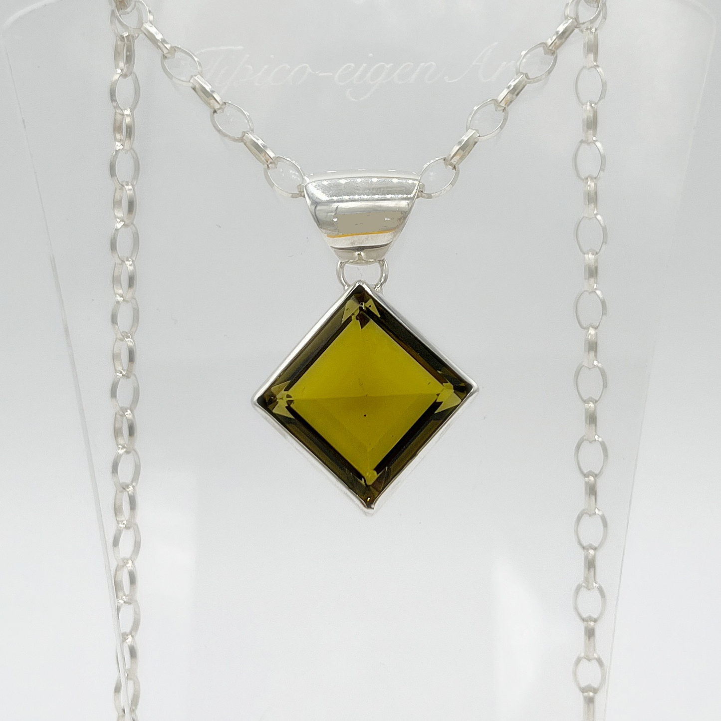 Silberanhänger Obsidian honigbraun Quadrat 2 x 2 cm - Perla d'Oro