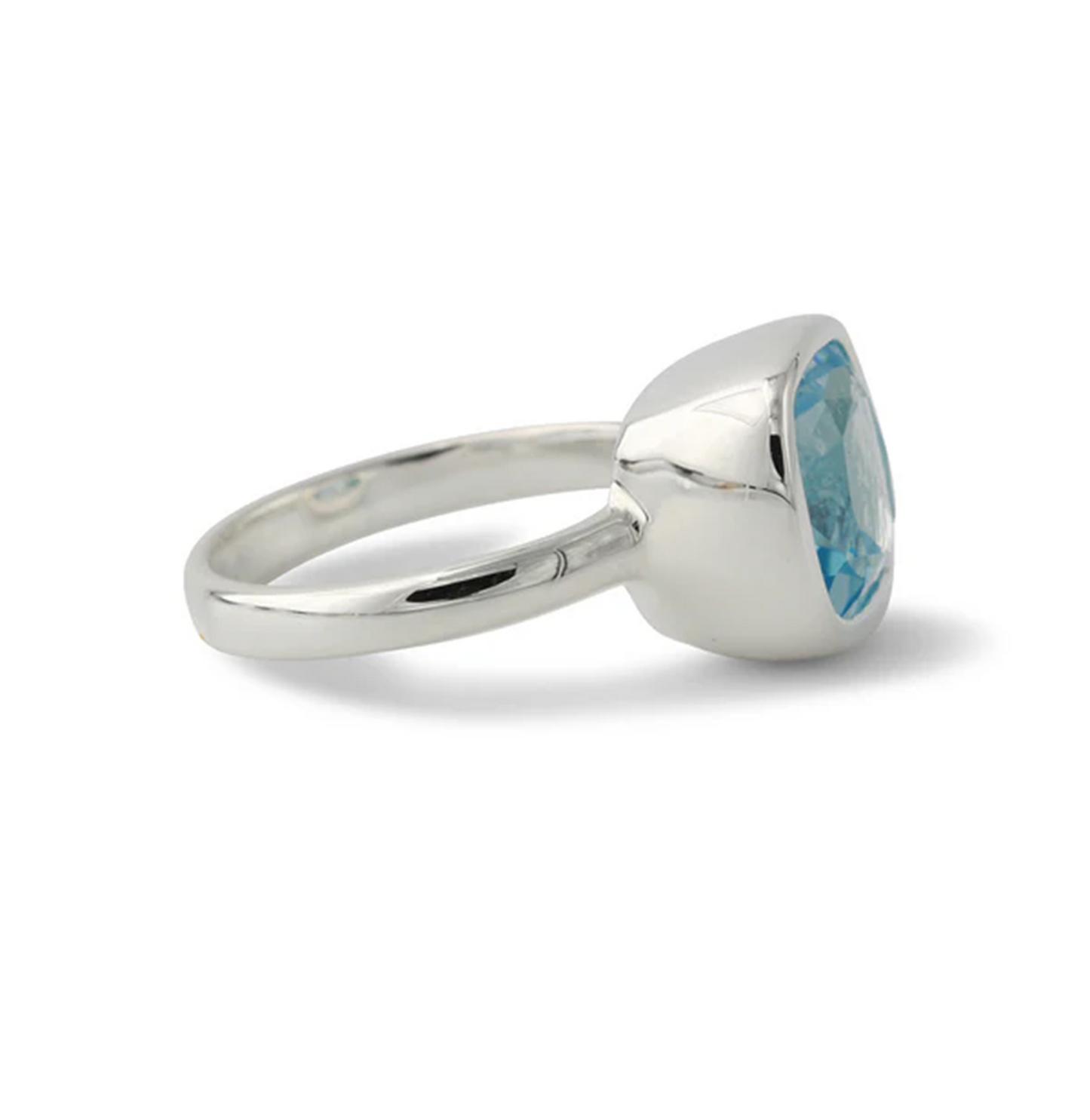 Silberring Linea Topas mit hellblauem Topas, 925 Sterling Silber, modernes elegantes Design