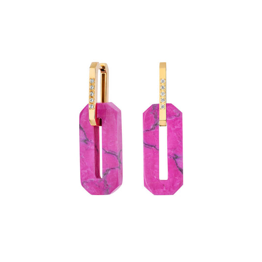 Vergoldete Creolen mit Zirkonia & Pink Howlith – Eleganz aus 925er Sterlingsilber und 18 Karat Vergoldung.