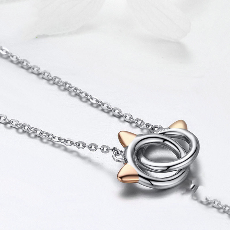 Zwillings-Katzen-Halskette aus Sterlingsilber - Perla d'Oro