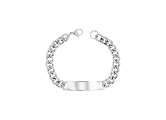 Panzerarmband aus Edelstahl mit Gravurplatte - Perla d'Oro