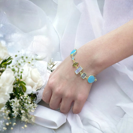 Edelsteinarmband in 925 Silber Modell Seraphina Mare - Perla d'Oro