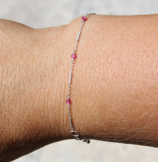 Silberarmband mit Synth. Rubin - Perla d'Oro